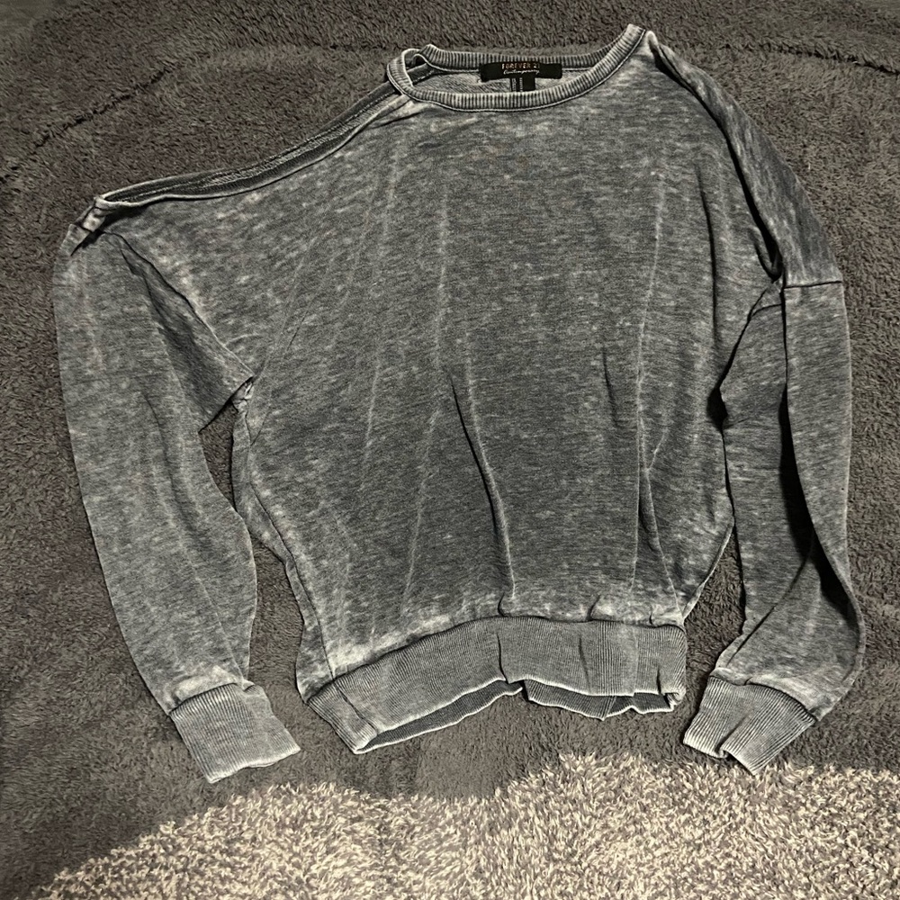 Forever 21 Contemporary Cold Shoulder Burnout Sweatshirt Size Medium